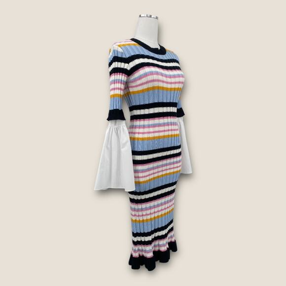 Endless Rose Bell Sleeve Striped Midi Sweater Dress Small - Picture 8 of 14